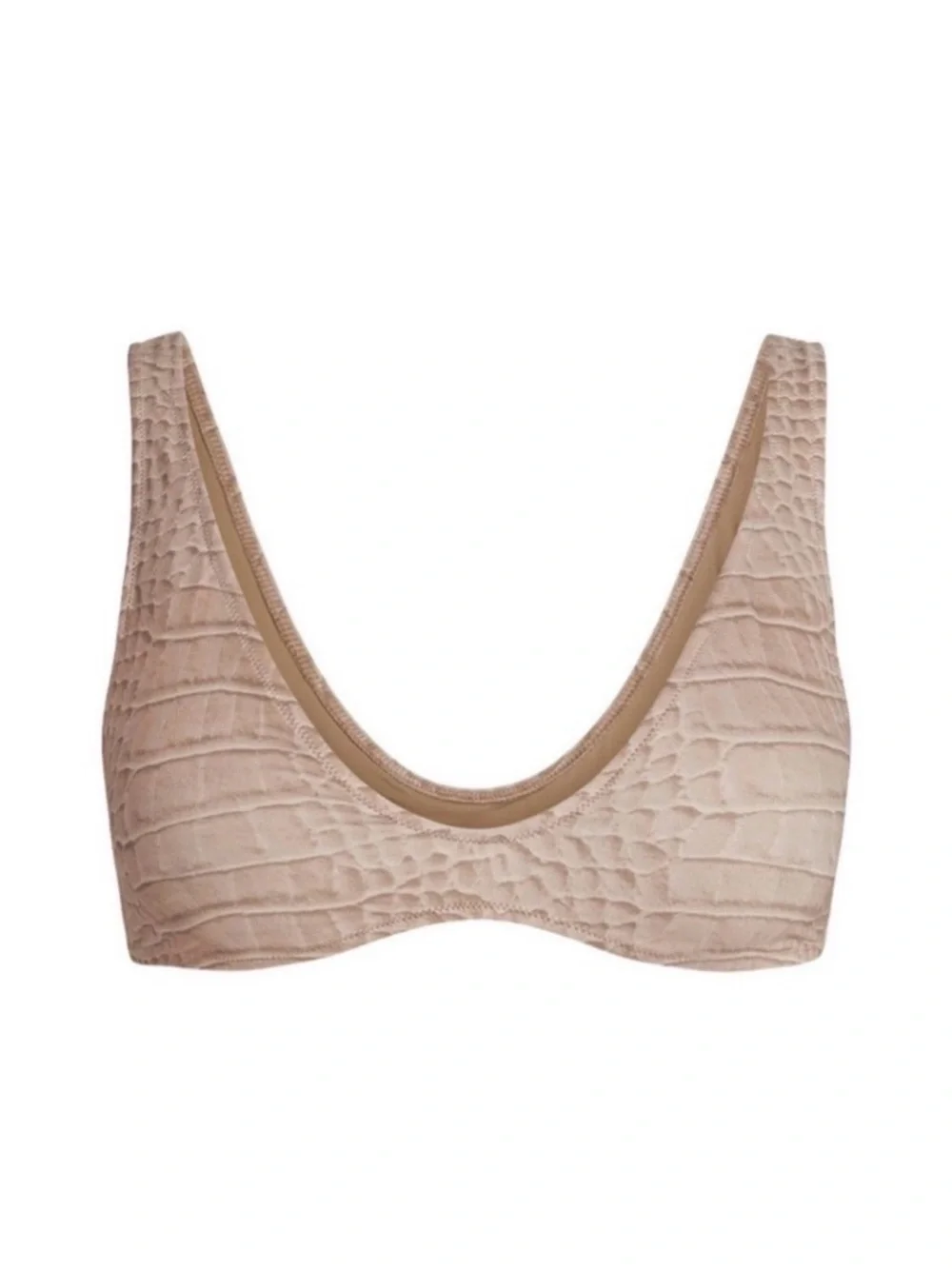 SKIMS PLUNGE BIKINI TOP SMALL Dune Crocodile NWT Size S